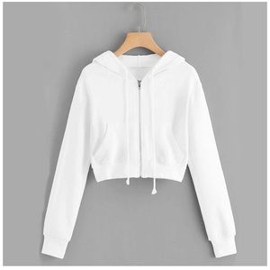Cropped white hoodie